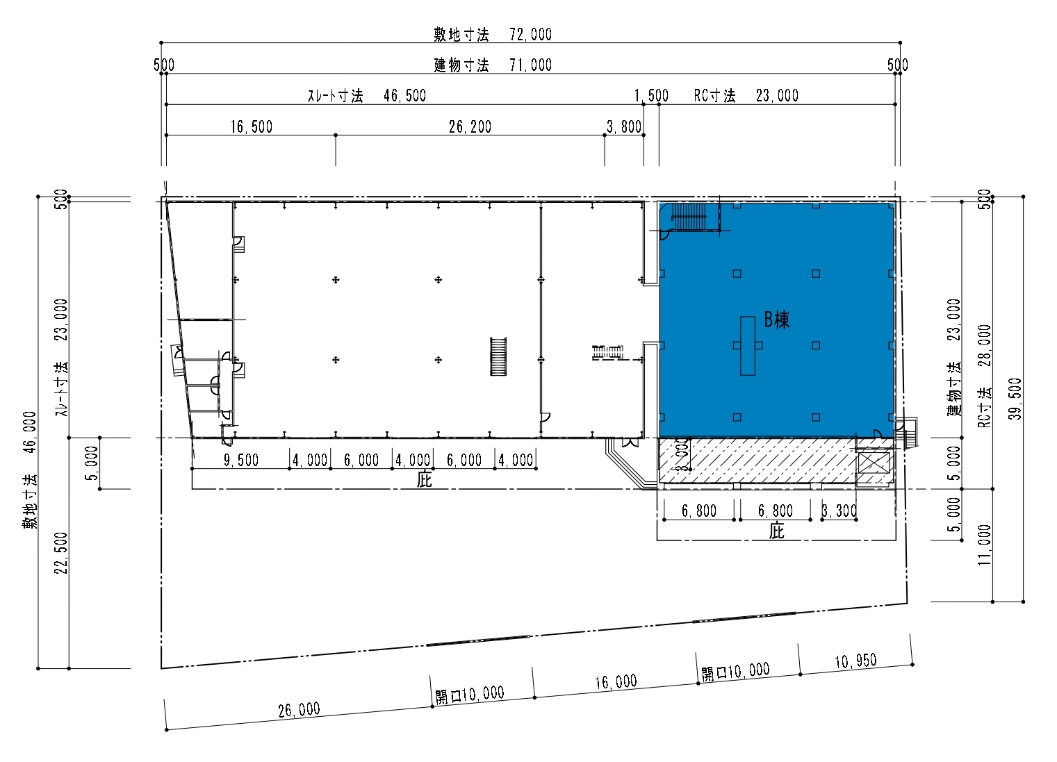 福岡第4倉庫のB棟敷地配置図