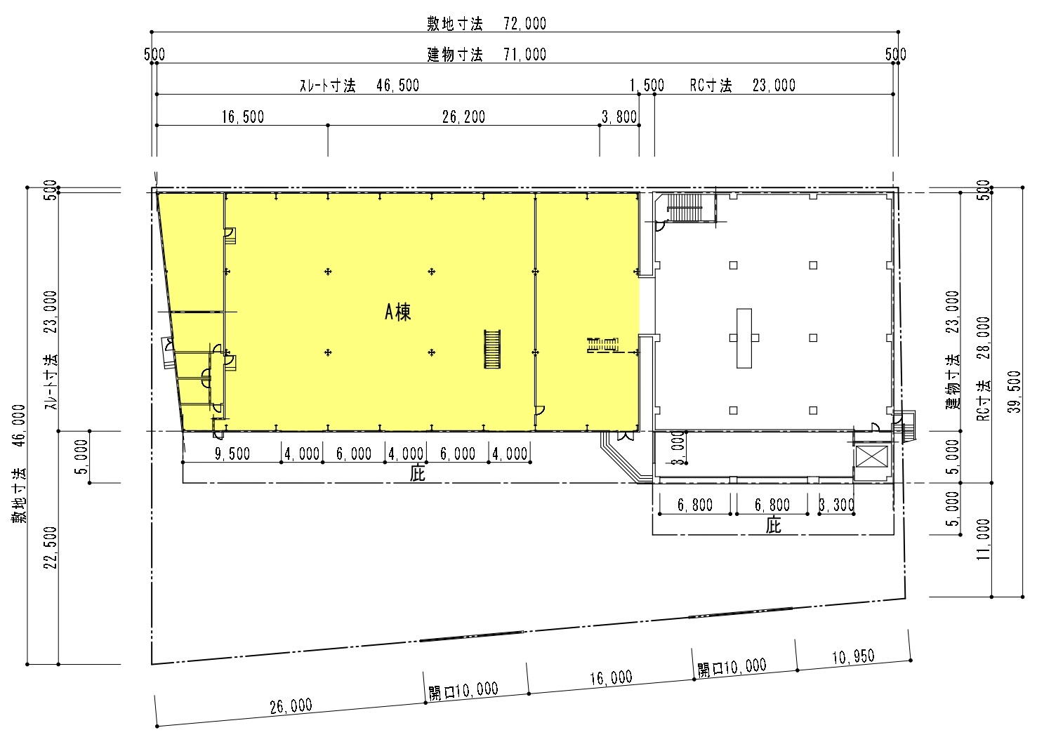 福岡第4倉庫のＡ棟1棟貸し平面図